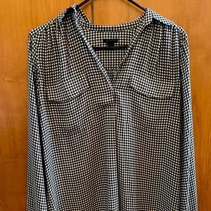 Ann Taylor Gingham Camp Shirt Top Size S